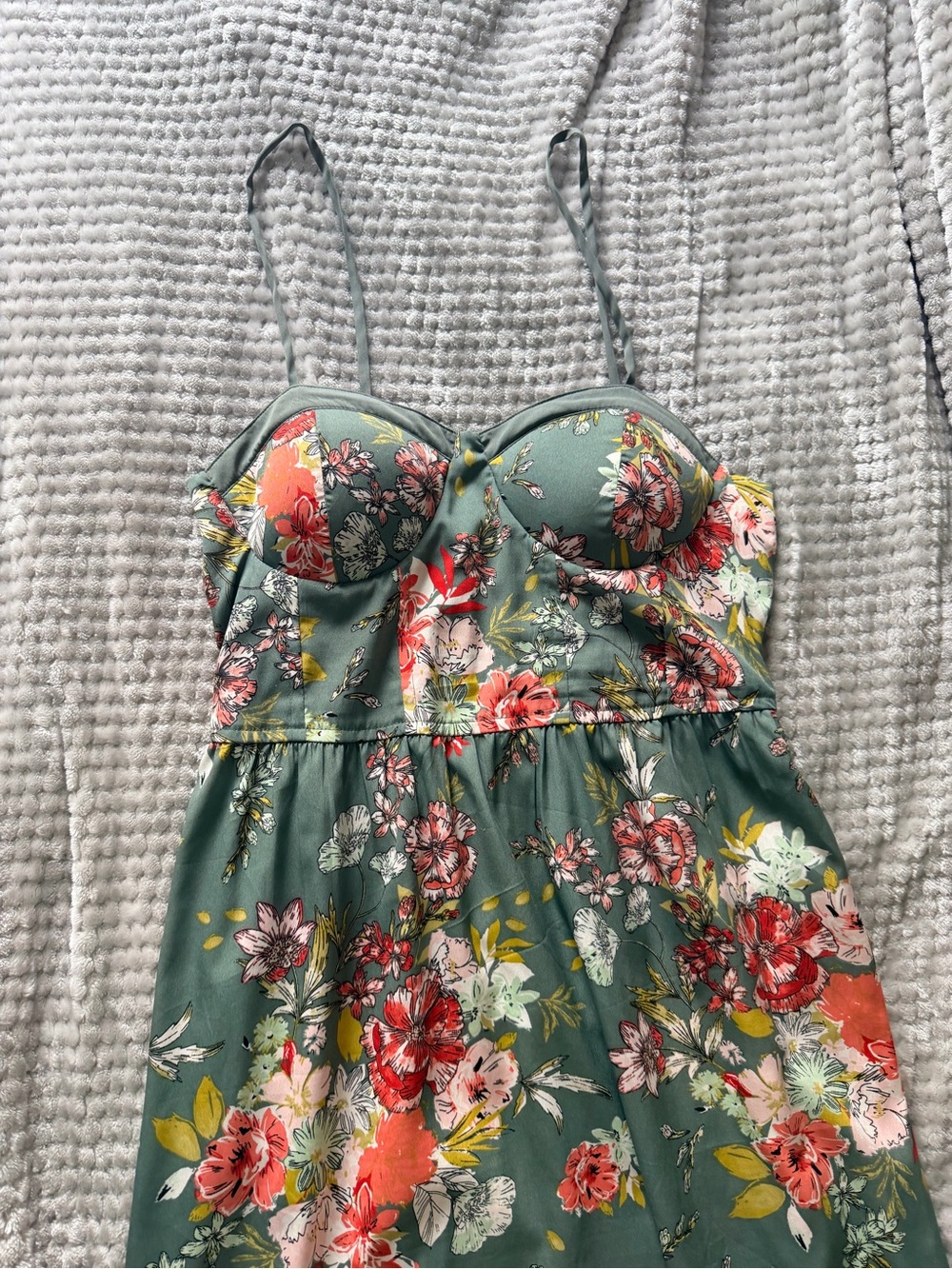 Green Floral Bustier Dress
